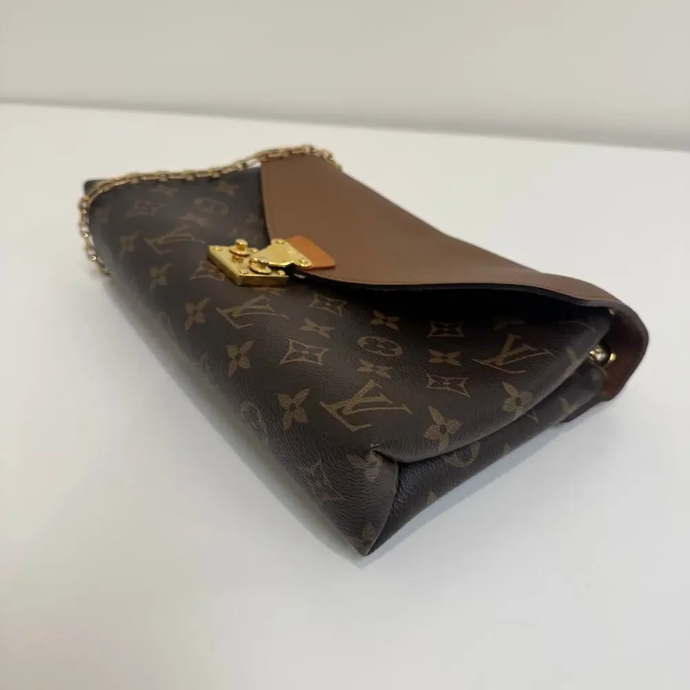Louis Vuitton Havane Brown Monogram Pallas Shoulder Bag Gold LV Chain Crossbody